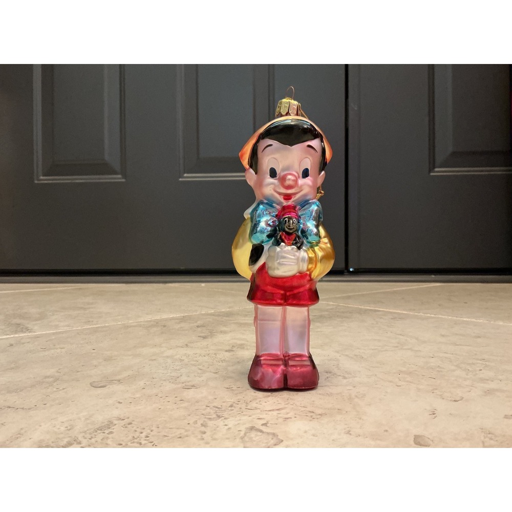 Disney Pinocchio Glass Christmas Ornament Jiminy Cricket Apple Iridescent Finish